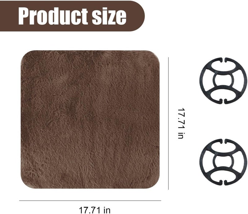 LHDOS Sheepskin Car Seat Cushion, Soft Comfort Winter Driver Seat Cover, Fluffy Faux Fur Front Seat Pad, Car Seat Protector Pad for Office Chair, Universal Interior Accessory for Car SUV Truck (Coffee) - Image 2
